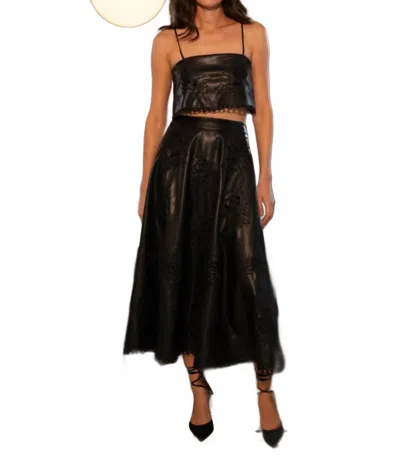 Karina Grimaldi Ava Vegan Leather Top In Black