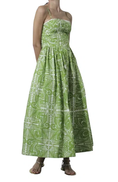 Karina Grimaldi Bella Dress In Lime Azulejo In Multi