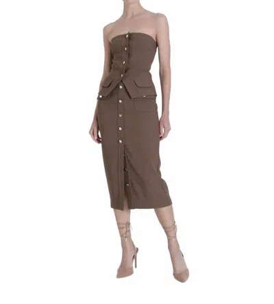Karina Grimaldi Camila Midi Skirt In Mocca In Multi