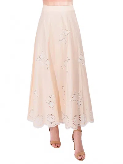 Karina Grimaldi Carlotta Embroidered Skirt In Beige In Neutral