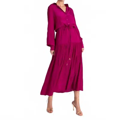 Karina Grimaldi Cassandra Midi Dress In Magenta In Burgundy