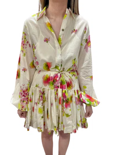Karina Grimaldi Constance Print Mini Dress In White