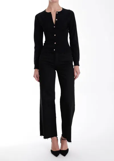 Karina Grimaldi Cristina Knit Cardigan In Black