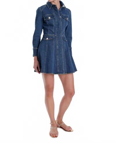 Karina Grimaldi Daniela Denim Mini Dress In Navy In Blue