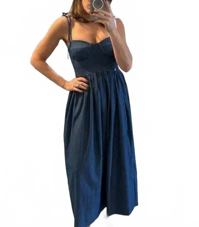 Karina Grimaldi Denim Midi Dress In Blue