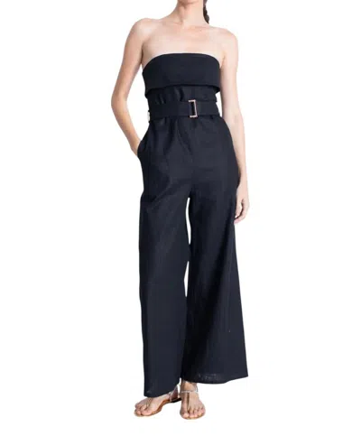 Karina Grimaldi Dove Linen Jumpsuit In Black