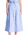 Karina Grimaldi Eden Button-down Skirt In Blue Stripes In Blue