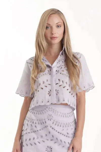Karina Grimaldi Elin Embroidered Cotton Top In Lavender In Neutral