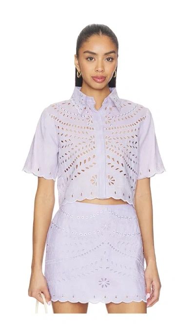 Karina Grimaldi Elin Embroidered Top In Purple