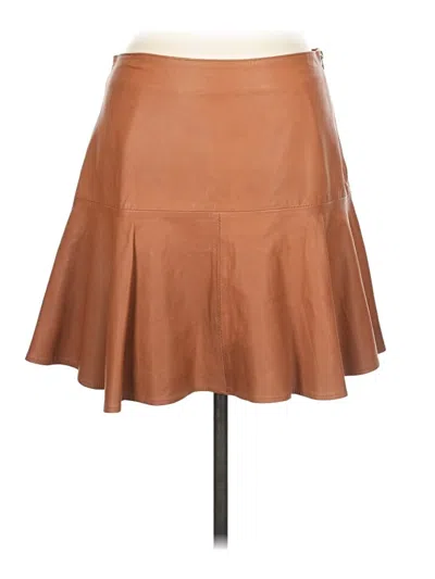 Pre-owned Karina Grimaldi Faux Leather Skirt In Orange