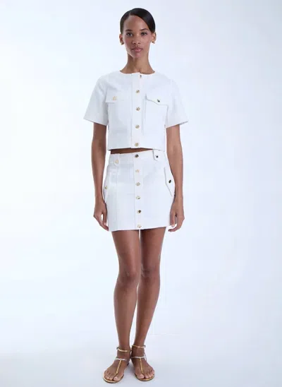 Karina Grimaldi Flora Denim Skirt In White