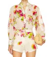 Karina Grimaldi Floral Print Top In White In Neutral