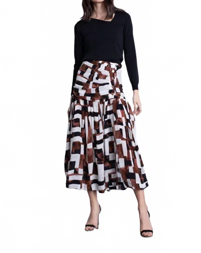 Karina Grimaldi Geo Print Maxi Skirt In Brown Multi