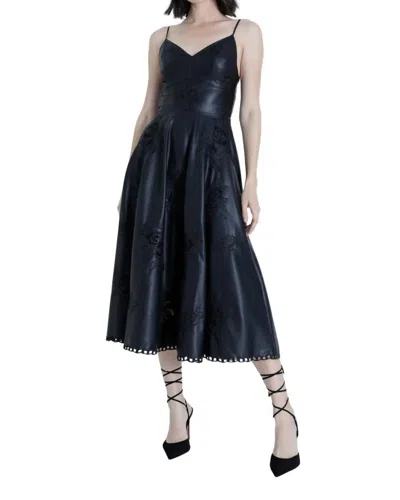 Karina Grimaldi Gloria Vegan Leather Midi Dress In Black
