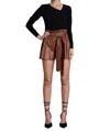 Karina Grimaldi Juana Vegan Leather Shorts In Intense Rust In Multi