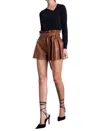 Karina Grimaldi Juana Vegan Leather Shorts In Intense Rust In Multi