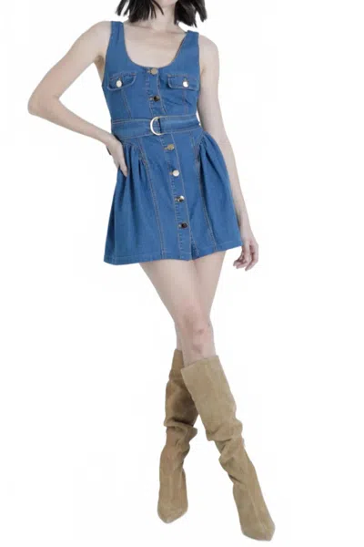 Karina Grimaldi Katerina Mini Dress In Denim In Blue