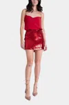 Karina Grimaldi Lena Sequin Skirt In Ruby In Red