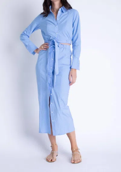Karina Grimaldi Lila Midi Skirt In Blue Pinstripe In Multi