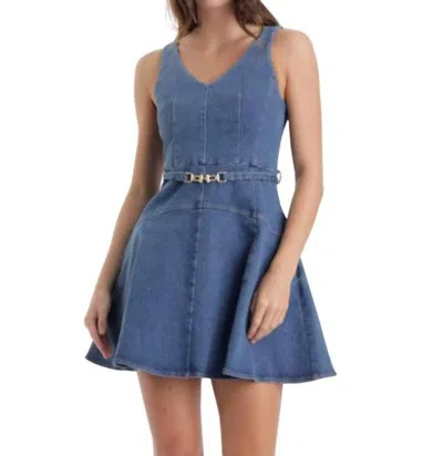 Karina Grimaldi Lola Stretch Denim Mini Dress In Blue