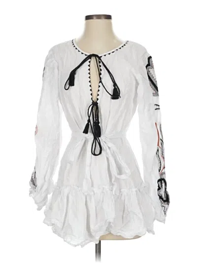 Pre-owned Karina Grimaldi Long Sleeve Blouse In White