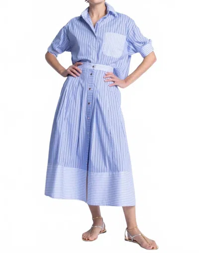Karina Grimaldi Malaga Stripe Midi Skirt In Blue Stripe