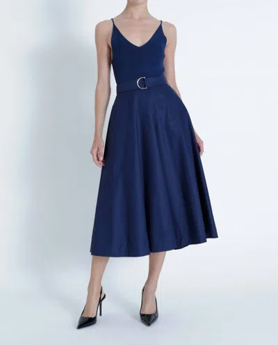 Karina Grimaldi Maria Knit Combo Dress In Navy In Blue