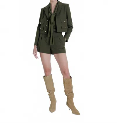 Karina Grimaldi Marie Cropped Blazer In Army In Green