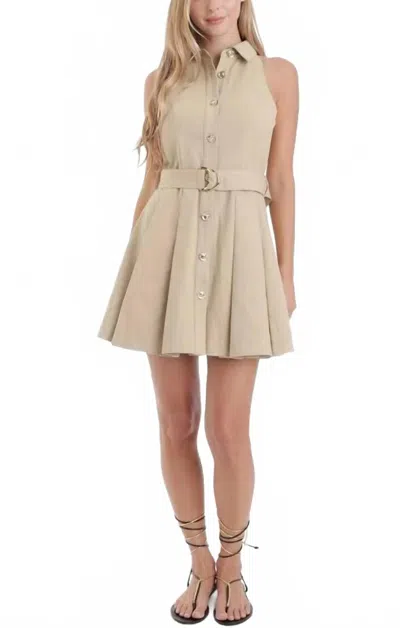 Karina Grimaldi Mavi Mini Denim Dress In Khaki In Neutral