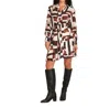 Karina Grimaldi Melanie Mini Dress In Brown Geo In Multi