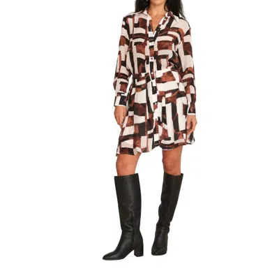Karina Grimaldi Melanie Mini Dress In Brown Geo In Multi