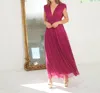 KARINA GRIMALDI MERNET MIDI DRESS IN HOT PINK