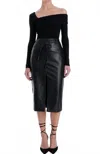 Karina Grimaldi Mona Vegan Leather Midi Skirt In Black In Black
