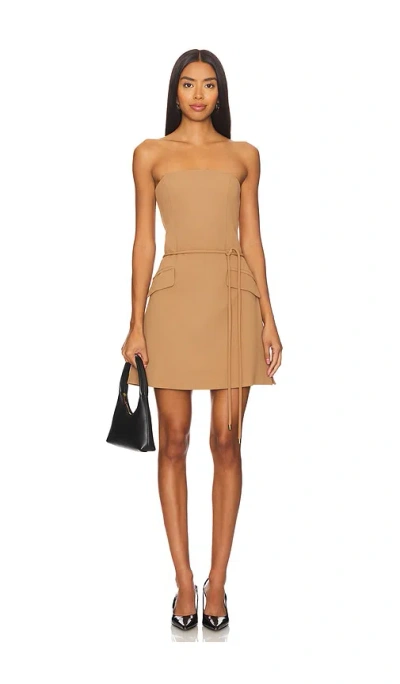 Karina Grimaldi Nadia Mini Dress In 카멜