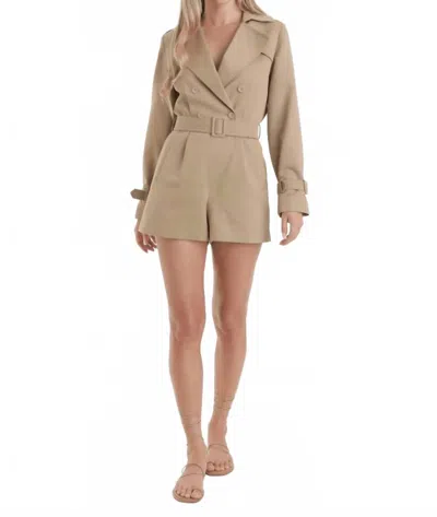 Karina Grimaldi Nina Trench Romper In Khaki In Nude