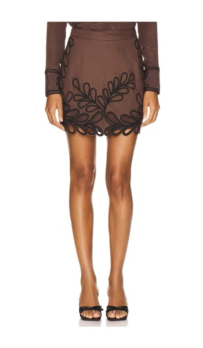 Karina Grimaldi Odile Embroidered Skirt In Chocolate