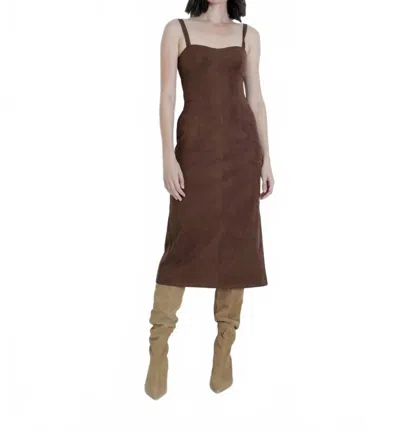 Karina Grimaldi Olivia Suede Midi Dress In Chocolate Brown