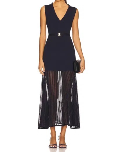 KARINA GRIMALDI ORLA KNIT MAXI DRESS IN NAVY