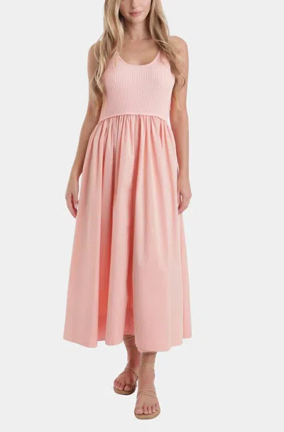 Karina Grimaldi Ray Knit Combo Dress In Coral In Pink