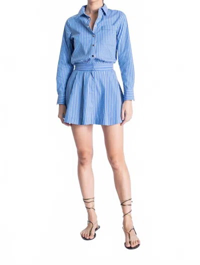 Karina Grimaldi Reed Poplin Dress In Jean Stripes In Blue