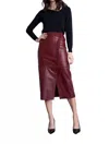 Karina Grimaldi Romina Leather Midi Skirt In Malbec In Multi