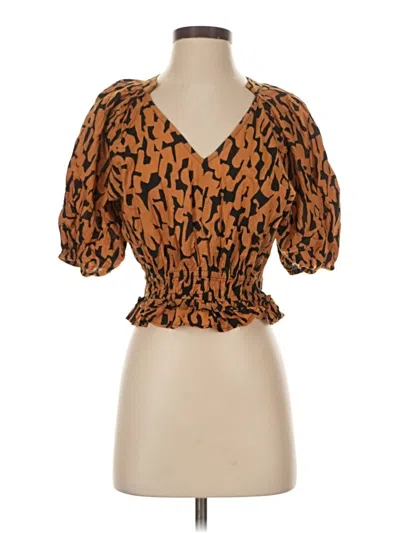 Pre-owned Karina Grimaldi Short Sleeve Blouse In Orange