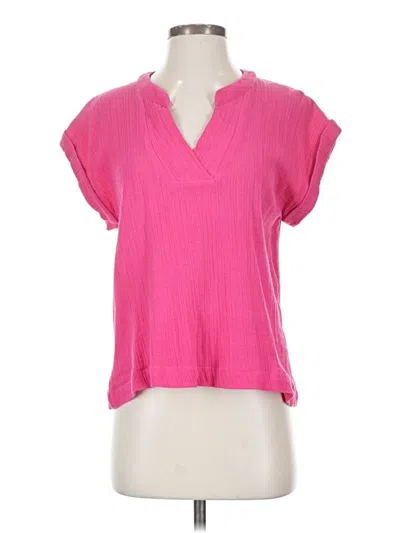 Pre-owned Karina Grimaldi Short Sleeve Top Pink V Neck Tops