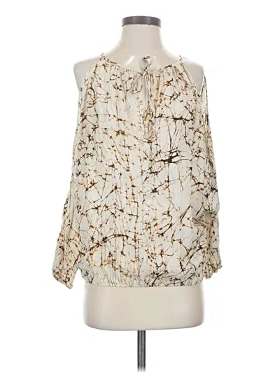 Pre-owned Karina Grimaldi Sleeveless Silk Top Ivory Cold Shoulder Neckline Tops