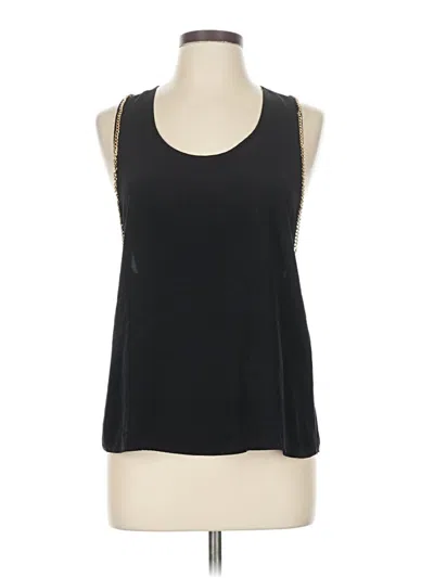 Pre-owned Karina Grimaldi Sleeveless Top Black Solid Pattern Scoop Neck Tops