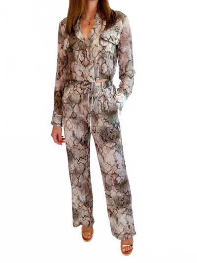 Karina Grimaldi Snake Willow Print Pants In Natural In Multi