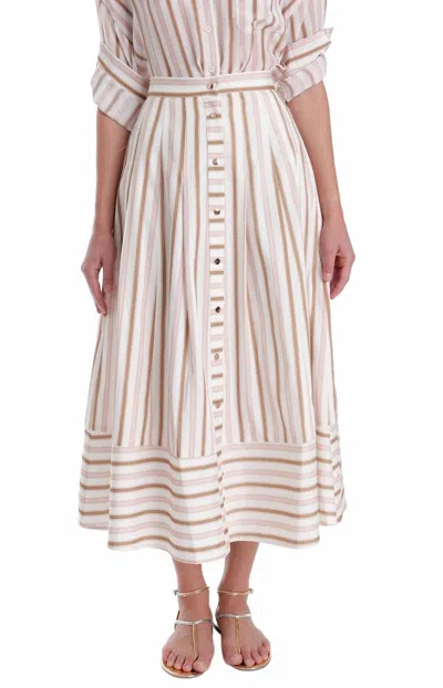 Karina Grimaldi Spencer Striped Midi Skirt In Beige In Multi