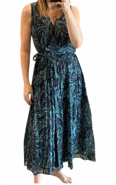 Karina Grimaldi Summer Maxi Dress In Blue/black