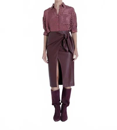 Karina Grimaldi Sybill Vegan Leather Midi Skirt In Malbec In Purple