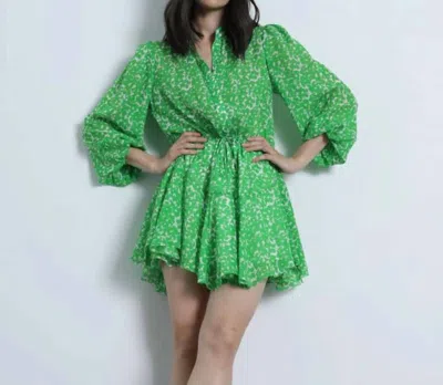 Karina Grimaldi Tnos Print Mini Dress In Lime Multi Floral In Green